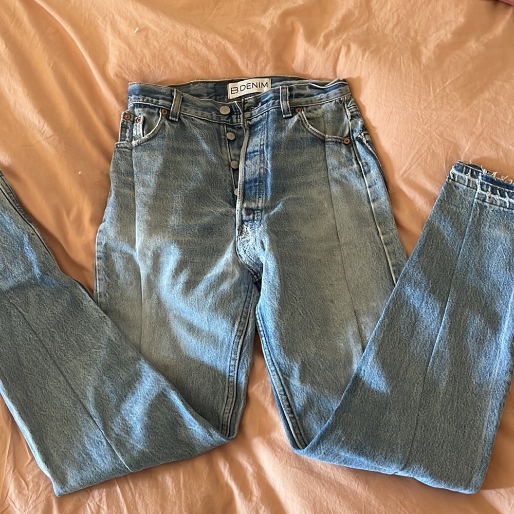 EB Denim Light Blue High-Rise Straight Jeans - Picture 4 of 8